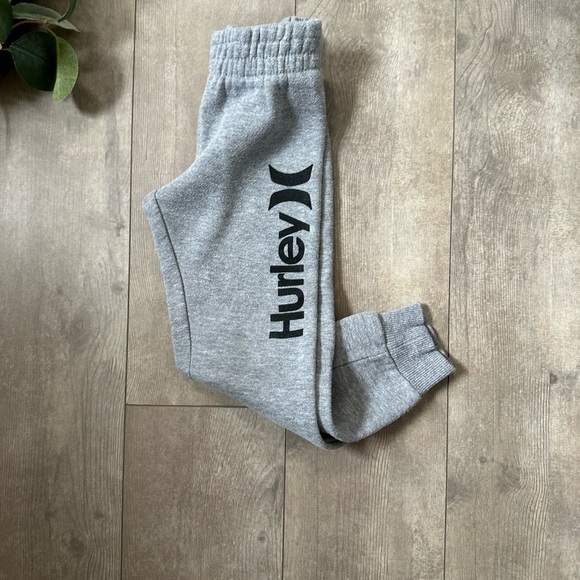 Hurley Kids Gray Jogger Sweatpants Fleece Joggers Side Hurley Logo Sz 4 Pants - Picture 7 of 7
